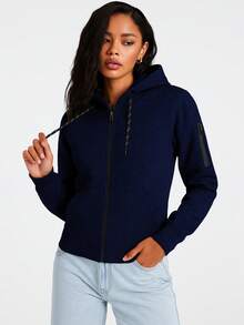 Sudadera para Mujer con cierre estilo vibrante capucha ajustable de manga larga con cierre completo casual y sencillo para uso diario - Azul - Ver 1