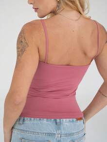Thin Strap Tank Top In Polyamide, Blouse With Lining, Suplex Blouse - Bubblegum Pink - View 3