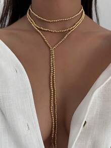 1pc Bohemian Geometric Square Beaded Teardrop Tassel Long Necklace, Luxurious Vacation Party Jewelry Gift For Women & Couples, Versatile Wear (Multiple Wearing Styles)