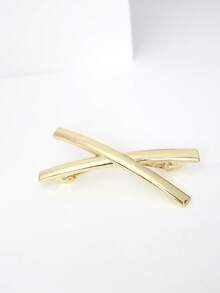 1pc Retro Elegant Metal One-Piece Clip, Simple Criss-Cross, Leaf-Shaped Hair Clip For Ponytail, Suitable For Thin And Short Hair, Claw Clips