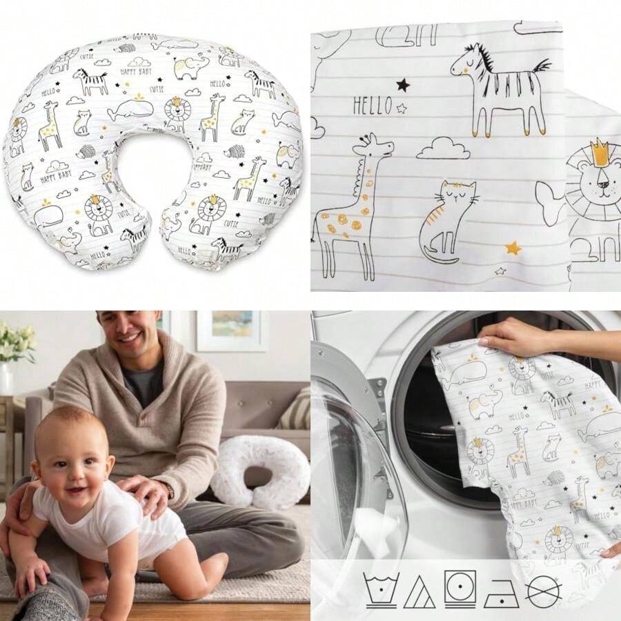 Boppy - Funda de almohada de lactancia, Spice Woodland, mezcla de algodón, se adapta al soporte original para lactancia, alimentación con biberón y unión, solo funda, se vende por separado(Negro y dorado) - Tipo 4 - Ver 1