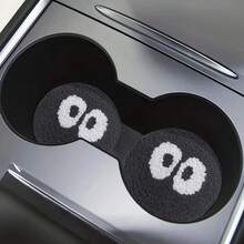 2 piezas-Posavasos de coche con ojos grandes, posavasos de interior de coche resistentes al desgaste, de cuero absorbente, antideslizantes, a prueba de golpes y salpicaduras