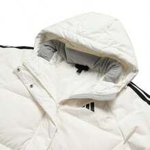 Adidas Men's Outdoor Cotton Padded 3S MID D JKT Down Jacket, Loose Fit Long Style Women's Daily Jogging Casual Lightweight Warm Top KC2485 - Han Jade White/black - View 4