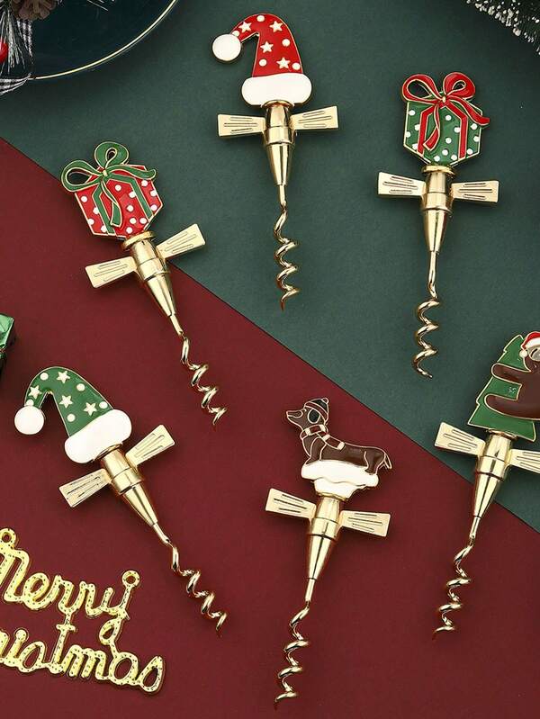 1 Stück Weihnachts-Weinöffner in Rot, Bär & Hund Hut geformter Weinöffner, Weihnachtsgeschenk