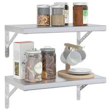 vidaXL 2 Stück Wandregale 50x30x3 cm Silber Edelstahl