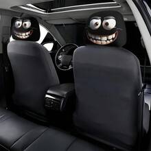 2 Car Headrest Covers With Funny Big Eyes Cartoon Pattern, Suitable For Travel/Daily Commuting/Car Interior Decoration, Perfect Choice For Halloween/Christmas/Thanksgiving, Fun And Practical, Suitable For All Seasons - Multicolor - View 5