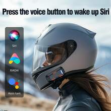 Auriculares intercomunicadores inalámbricos para casco de motocicleta, con música e intercomunicación simultánea, ideal para conducir y actividades al aire libre, diseño elegante, accesorios para motocicleta - Negro - Ver 6