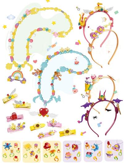 Building Blocks Toys Set For Girls Aged 3 And Above Creative DIY Stacking STEM Educational Toys Fun Preschool Building Toy Includes Necklaces Hair Hoop Rings Hairpins Trains Hands-On Creativity