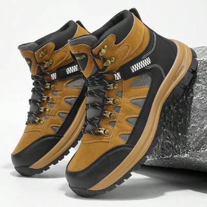 1 Pair Men's Hiking Boots - Lightweight & Breathable, Comfortable For All Seasons, Suitable For Outdoor, Camping, Travel And Casual Wear, Fashionable Sports Design, Modern Men's Ankle Boots, Thick Sole, Great For Hiking Enthusiasts