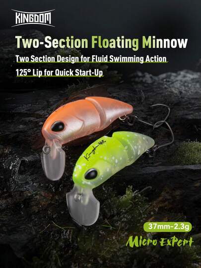 KINGDOM Kingdom Micro Expert Fishing Lure Floating Minnow Two-Section Minnow Fishing Lure 2.3g 37mm Floating Hard Bait ABS Fishing Tackle Artificial Hard Baits Crankbaits Tackle Wobblers