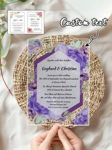 Tarjetas de boda acrílicas románticas - Elegantes invitaciones florales para eventos especiales. Invitación de boda de acrílico transparente, invitación de acrílico elegante con tarjeta de detalles, invitaciones de quinceañera y cumpleaños con flores