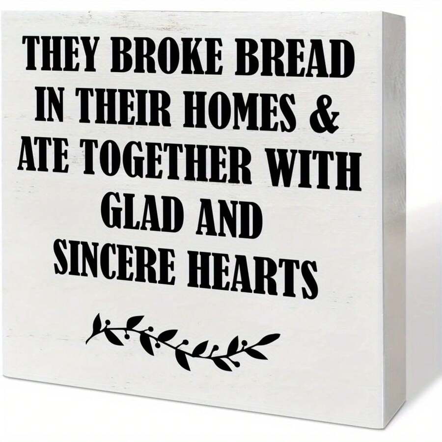 A Rustic Wooden Box Sign With A Motivational Quote They Share Food At Home With Joy And Sincerity Perfect For Kitchen, Dining Room Or Cabinet Decor Farmhouse Style Ideal Gift For Mom, Women Or Men Kitchen Decor - White - View 1