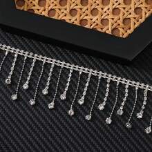 0.5 Yard 5cm Wide Rhinestone Fringe Trim Silver Rhinestone Ribbon Fringe Diamond Crystal Chain For Sewing Crafts Clothing Wedding Dress Women's Jewelry Personalized DIY Decoration - Multicolor - View 3