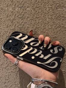 Slogan Fashionable Black Line Pattern Design Phone Case Compatible With Apple 17, 16, 15, 14, 13, 12, 11 Pro Max, X, XR, XS Max, 8, 7 Plus, With Shock-Resistant Matte Back Cover Compatible With Samsung Series