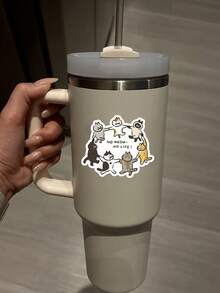1张“没有猫，就没有生活”可爱趣味乙烯基贴纸，适用于笔记本电脑、水瓶、汽车、滑板、行李箱、电脑、杯子、手机壳、冰箱、墙壁、头盔、橱柜、盒子、门、床、吉他、学习用品、教师用品等。 - 彩色 - 查看 9