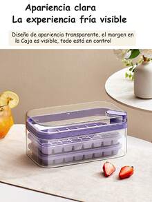 Bandeja para cubitos de hielo con tapa y compartimento de almacenamiento, apta para el congelador (morado) - Morado - Ver 10