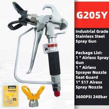 Airless Spray Gun For Latex Paint | Fits Multiple High-Pressure Sprayers | Nozzle & Duckbill Nozzle Home Renovation G205Y - Silver - View 8