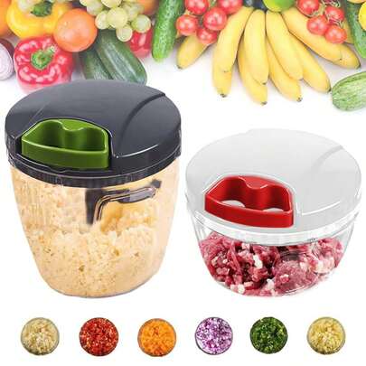 Multi-Function Kitchen Set: Vegetable & Fruit Chopper, Manual Food Grater Portable Hand Pull String Garlic Mincer Onion Cutter For Onions, Garlic Carrots.