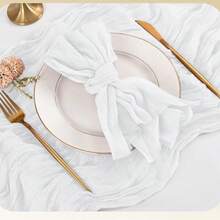 6 Pieces Crinkle Napkins Cloth Hemming 50*50cm/20*20inch Going-Away ​Brunch With The Girls Work & Professional Parties Casual Restaurant ​​Home Decor Accent​ French Bistro Baby Shower Wedding Birthday Picnics Or Barbecues Formal Dinners - White - View 4