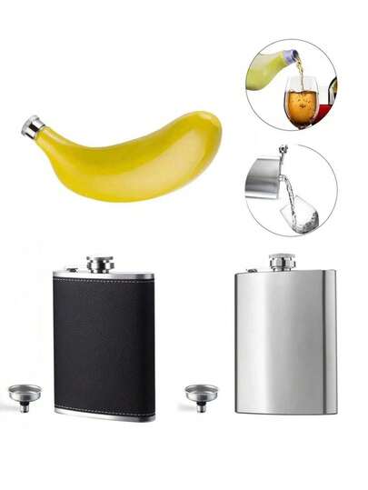 1 pieza Botella portátil con forma de plátano para bebidas al aire libre y camping, a prueba de fugas, adecuada para camping, fiestas y viajes