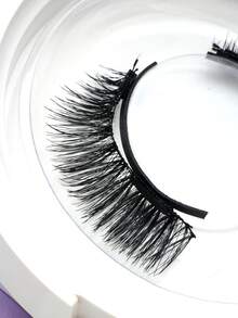 1 Pair Curled & Lengthening 3D Magnetic Eyelashes With White Magnetic Clips, Suitable For Daily Commute - Natural Lashes - View 5