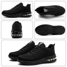 Zapatos de para Trabajo Antideslizantes con Punta de Acero y Resistencia al Agujero para Hombres, Zapatos de protección laboral para mujer,Zapatos de Laboral Resistentes al Desgaste con Suela Suave y Absorción de Impactos, Con Cordones  Zapatos De Calzado de laboral antigolpes, antipuñaladas y transpirable e Fibra De Kevlar De Acero Ligero Granja y Jardín Reparación de Autos Ingeniero Almacén - Negro - Ver 2