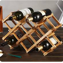 Portabottiglie pieghevole da tavolo, portabottiglie in legno per bottiglie di vino