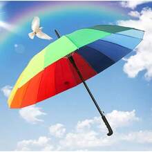 Paraguas creativo de moda, palacio de pagoda arcoíris, paraguas de golf recto de mango largo para dama princesa real, sol y lluvia - compuesto de fibra metálica - Ver 4