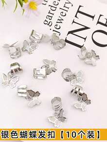 10 piezas de anillos de cuentas de pelo de trenza de mariposa, accesorios de pelo de estilo vintage para niñas - colgante de mariposa - Ver 6