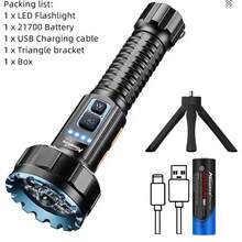 AloneFire X104 Powerful LED Flashlight Rechargeable Type-C Emergency Torch Portable Camping Light Dimmable Tent Lamps