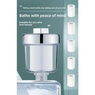 1 Filter + 13 Replacement Cartridges, Universal Faucet Water Filter, Shower Filter For Bathroom, Designed For Shower Scenes, Multi-Layer Filtration Technology To Capture Residual Chlorine, Sediment, Rust And Other Impurities, Helps Improve Dry Skin And Makes Hair Smoother After Washing