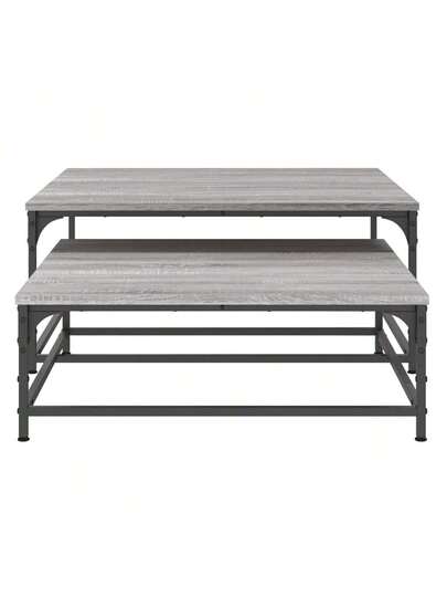 VidaXL Piece Tafel Set, Processed Wood, Gray, Sonoma Oak view 5