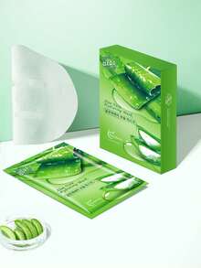 10 piezas Mascarilla facial hidratante de Aloe Vera - Ilumina la piel, reduce las marcas de acné, calma y hidrata, refina los poros, minimiza las líneas finas, apta para todo tipo de pieles