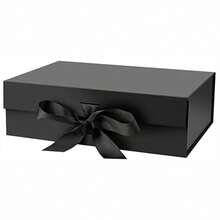 1 Piece Rigid Foldable Gift Box With Magnet And Bow, Gift Packaging Box, Perfect For Valentine's Day Birthday Gift - màu đen - Xem 7