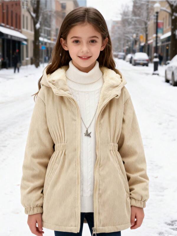 Tween Girl Casual Thermal Lined Corduroy Jacket, Autumn/Winter