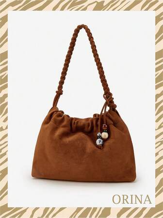 Autumn/Winter New Beaded Tassel Braided Shoulder Bag, Cloud Pleated Underarm Bag