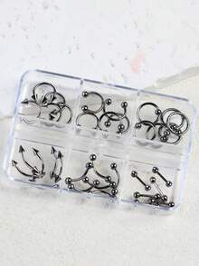 6 Grids Nose Nail Rivets Metal Tip Cone Punk Style Y2K Charms Set Metal Alloy Black Mixed Arrow Nail Jewelry Decorration 3D Nail Art Supplies For Nail Lovers 30pcs/Box