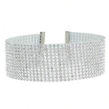 Hot-Selling Luxury Diamond-Encrusted Necklace Collarbone Chain European And American Fashion Jewelry Choker Necklace Choker - 12排銀色 - 查看 13