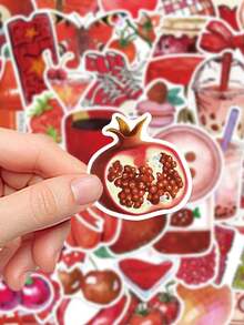 50pcs Cherry Downtown Stickers: Fresh And Cute Decor For Notebooks, Phone Cases, Water Bottles, Luggage, And Tablets Waterproof Decals