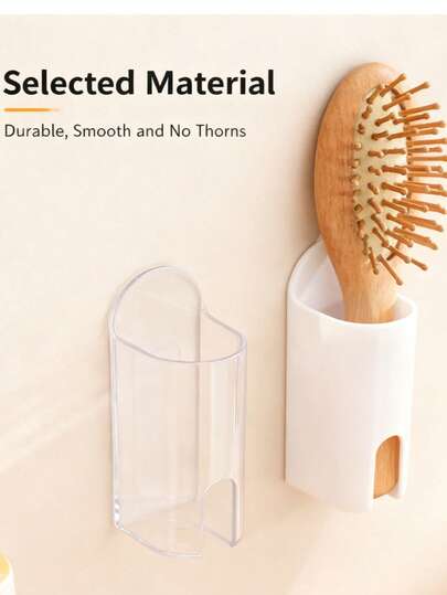 1/2 Stück einfacher, einfarbiger (weiß/transparent) rechteckiger selbstklebender Elektrische Zahnbürste Halter, hohe Haftung ohne Rückstände, wasserdicht, wandmontierte Aufbewahrung, ohne Bohren, ohne Strom, Badezimmer Aufbewahrungsregal, geeignet für Weihnachten, Badezimmer Organisation Zuhause, Herbstdekoration, Schulanfang, praktisches Badezimmer Zubehör das ganze Jahr über