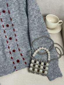 Cárdigan de punto con cuello redondo, suave y lindo para mujer, nuevo diseño casual y holgado de primavera 2025