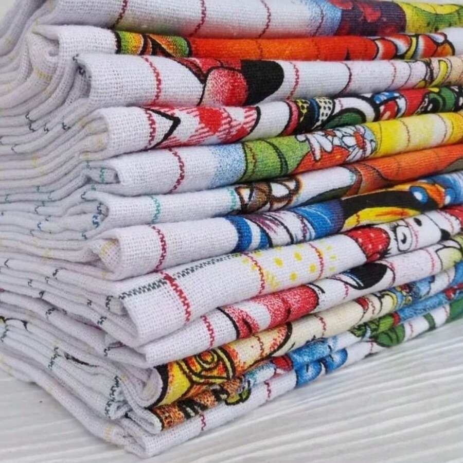 Set Of 10 Assorted Printed Kitchen Towels, 100% Cotton, 41x65 Cm - 彩色 - 查看 1
