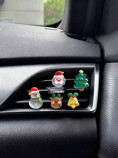 Christmas Ornaments -5pcs Christmas Wind Car Air Outlet Decoration, Flashing Cute Decorative Clips, Add Festive Atmosphere To Your Car.