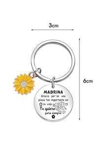 1 件不锈钢圆形标签钥匙扣 - 刻有衷心的“PADRINO/MADRINA”感谢信息，耐用且低致敏性，完美的母亲节礼物，教父教母感谢礼物，爱与钦佩的独特象征 - 彩色 - 查看 9