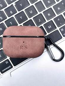 [Customized] Personalized Luxury Laser-Engraved Name DIY Custom Suede Earphone Case, Compatible With Pro 1 2 3 4 Pro 2 Pro 3 Couple Earphone Case, With Keychain.