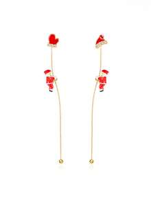 1 Pair Of Cute And Versatile Cartoon Children's Fun And Creative Christmas Series Santa Claus And Christmas Tree Holiday Earrings