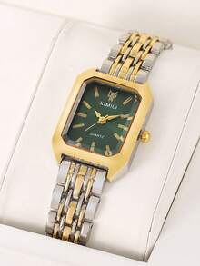 2pcs/Set Luxury Alloy Band Women's Watch, Fashion Square Quartz Wrist Watch Set For Female Students