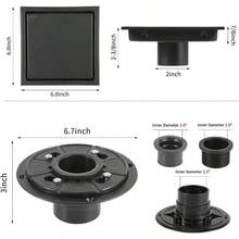 6 Inch Shower Drain Tile Insert Matte Black, Stainless Steel Square Floor Drain With 2 In 1 Cover, Shower Drain Flange, Hair Catcher - Đen mờ + 6 IN - Xem 6