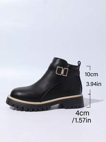 Fall/Winter Women's Fashionable Y2K Side Zipper Holiday Casual Vacation Buckle Ankle Boots - Black - View 8