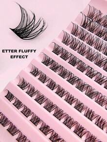 300pcs Delicate Cluster False Eyelashes - Professional Craftsmanship For Natural Look, D-Curl Voluminous & Fluffy - DIY Eyelash Extension Kit, Help Create Charming Makeup - Length 8-16mm, Customizable Lash Clusters Suitable For Individual Lashes, False Lashes - màu đen - Xem 2